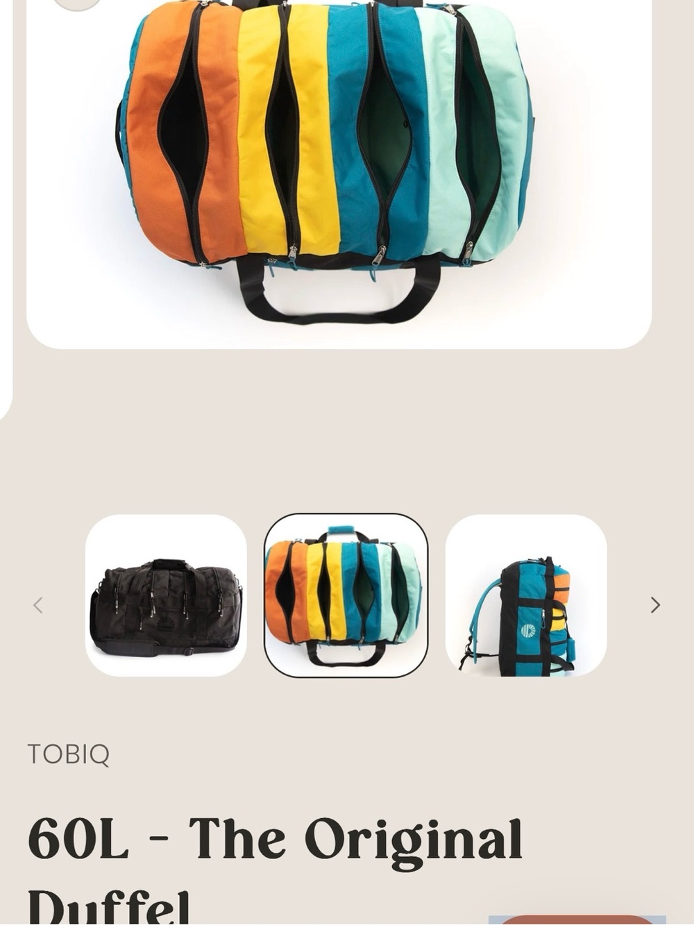 TOBIQ Colorblock Travel Duffel Bag in Orange, Yellow, Teal & Aqua - Picture 2 of 6